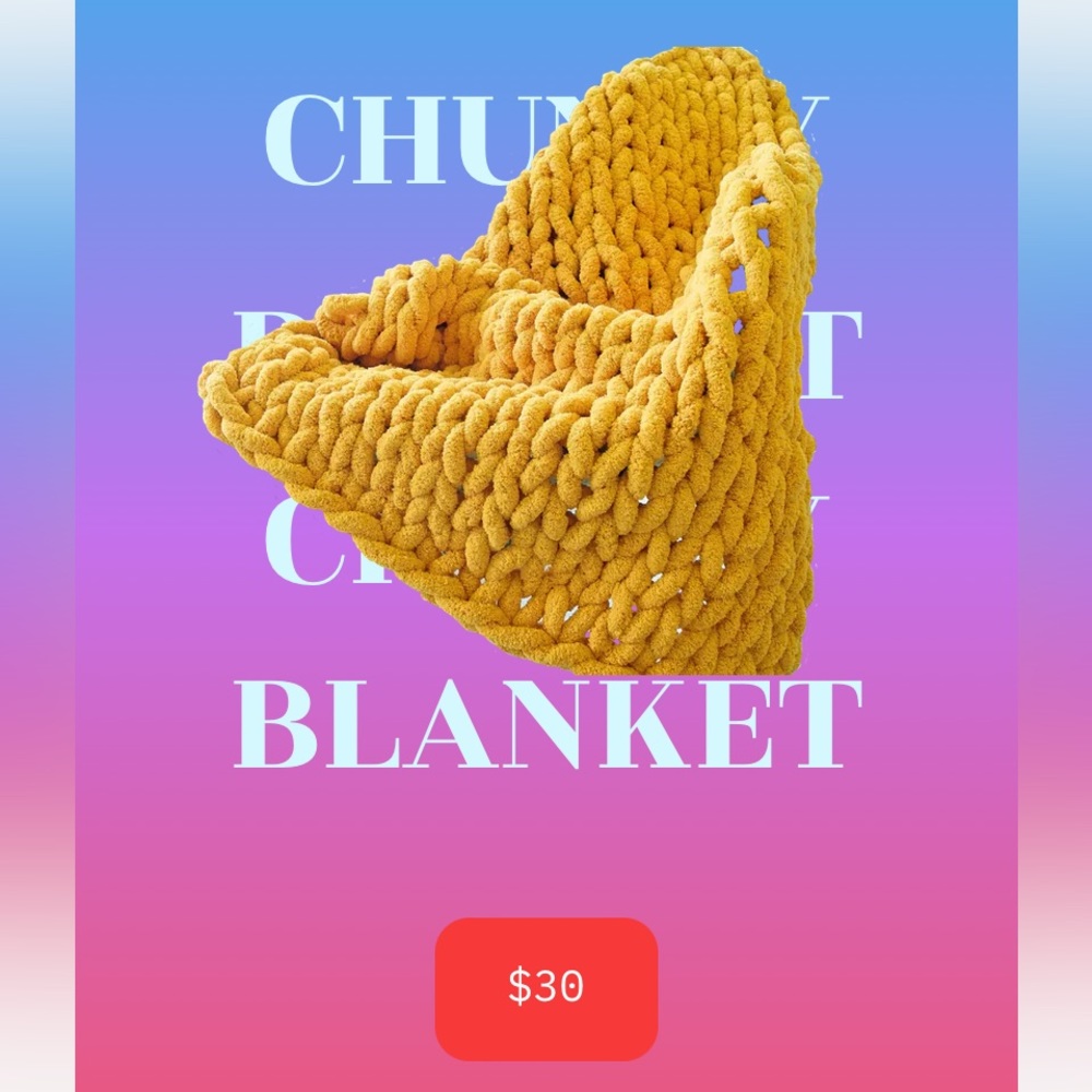 LARGE CROCHET CHUNKY BLANKET!!!!! 💛